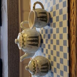 Ceramic Christmas Teapot & Sugar & Creamer Set, Christmas motif